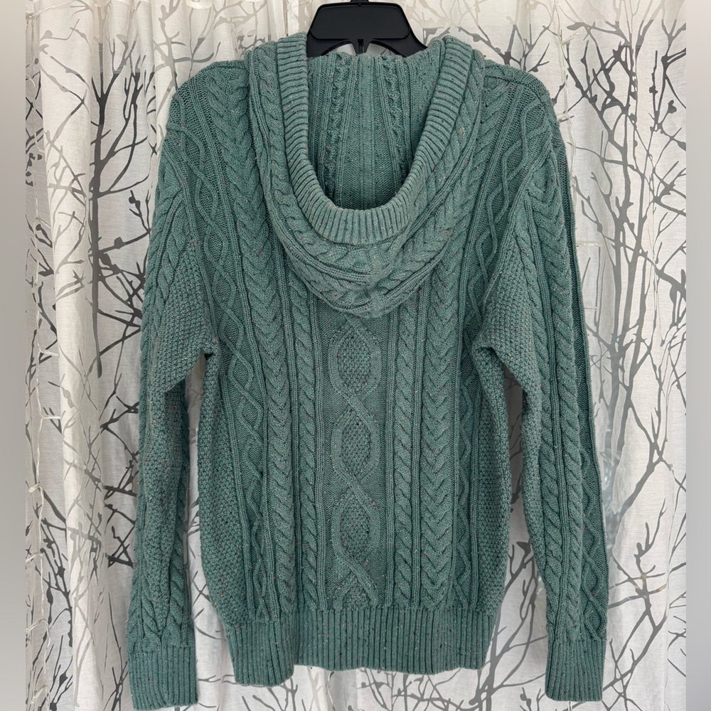 L.L. Bean Cable-Knit Sweater in Soft Spruce - Picture 4 of 6